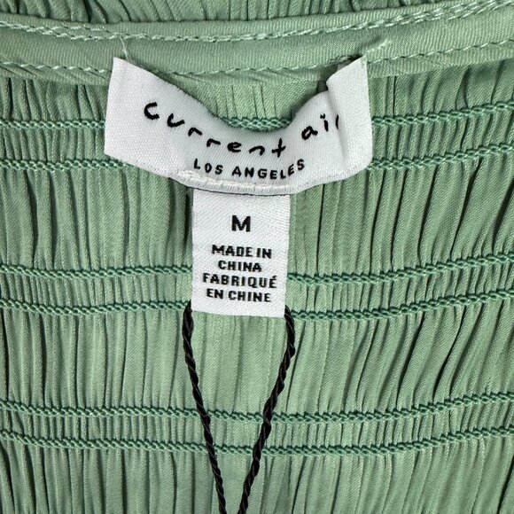 NWT Current Air Gaia Smocked Mini Dress Elbow Sleeve Green Size Medium M NEW - Picture 5 of 11